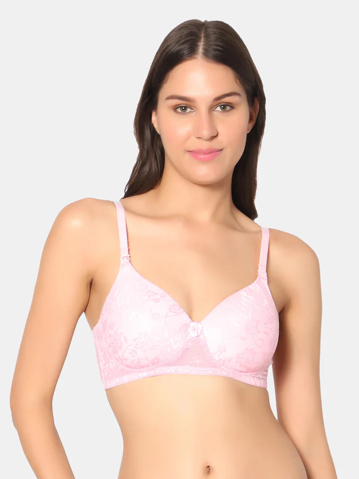 Padded Wirefree Nylon-Spandex Medium-Coverage Everyday Bra with Detachable Straps – Soda