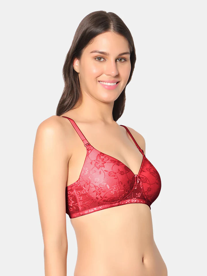 Padded Wirefree Nylon-Spandex Medium-Coverage Everyday Bra with Detachable Straps – Soda